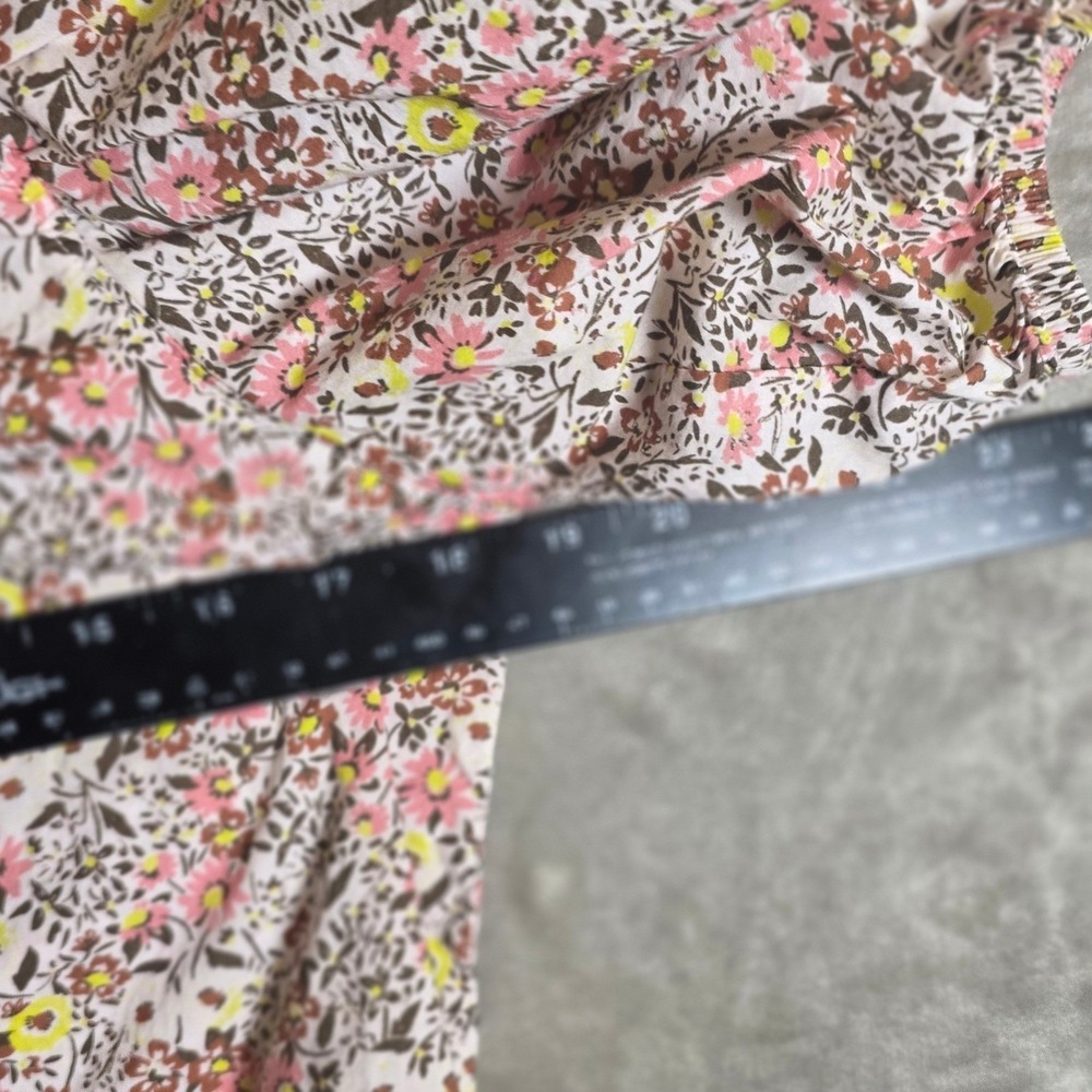 Nation LTD Floral Puff Sleeve Blouse Women Medium Pink Yellow 2220CPDA - Picture 7 of 12